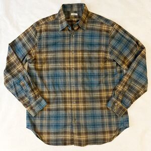 Victoire Hommes Flannel Shirt Mens Size L Plaid Button Up Long Sleeve Casual